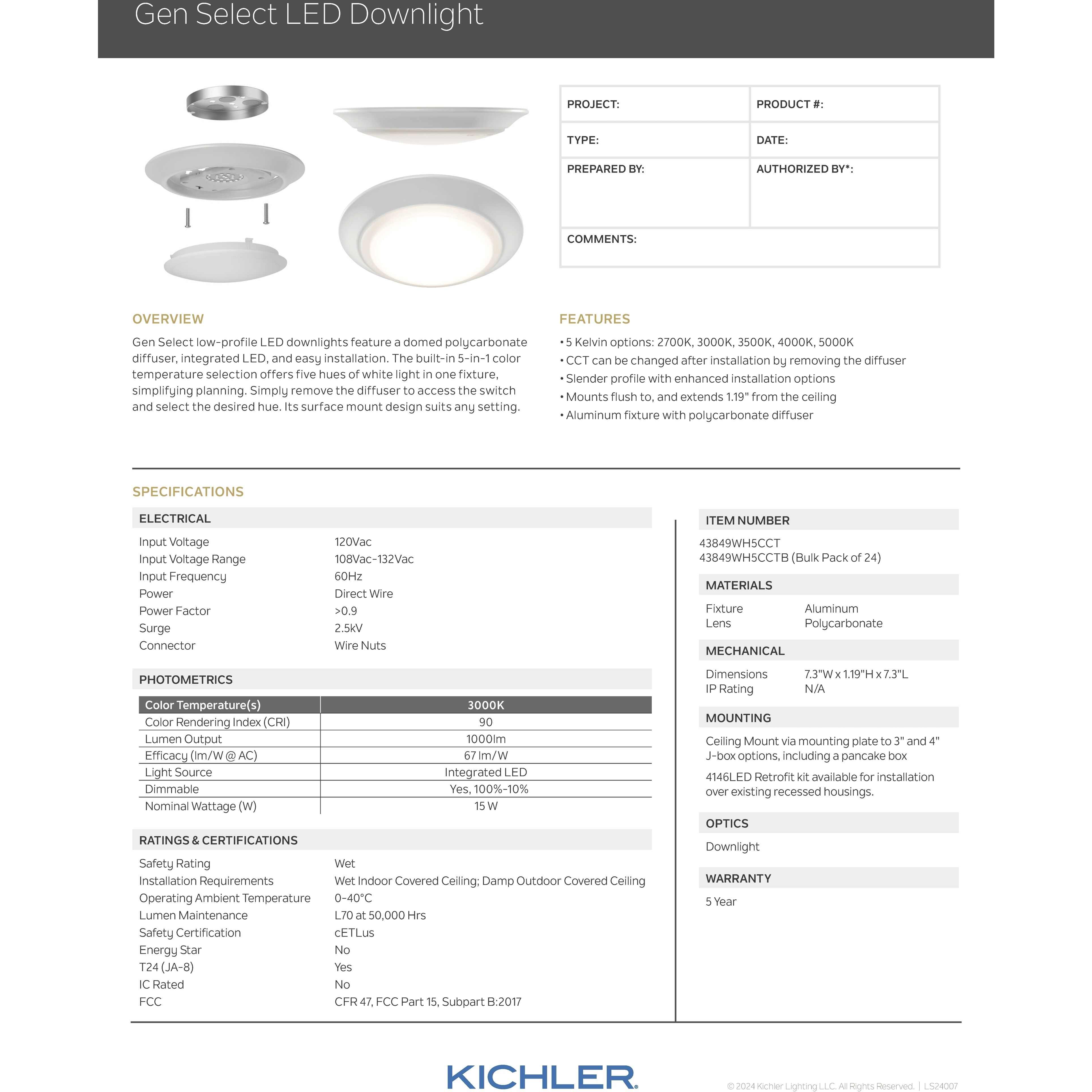 Gen Select T White Downlight